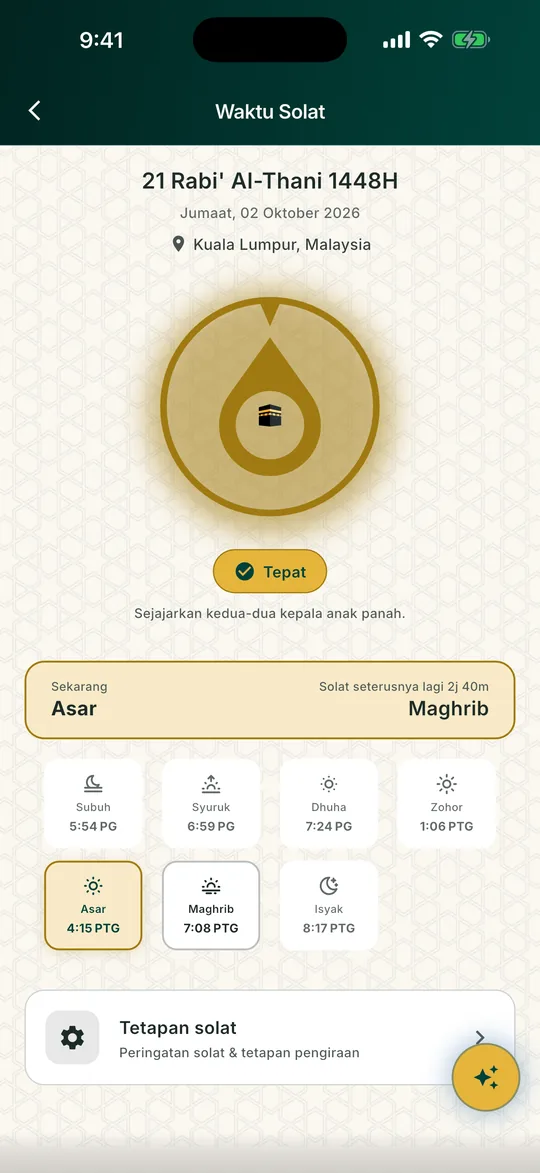 Waktu solat & kiblat